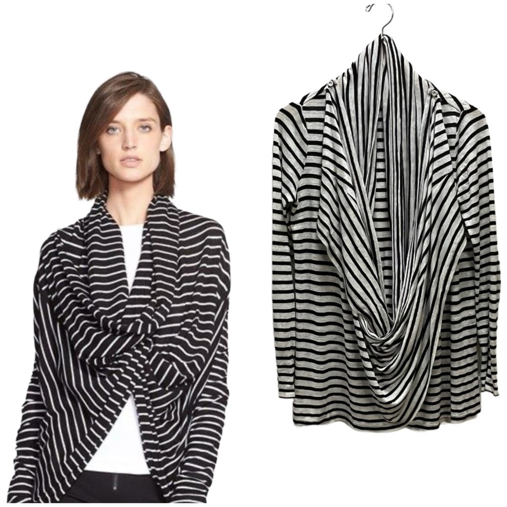 Alicia and Olivia Linen Blend Crossover Drape Cardigan